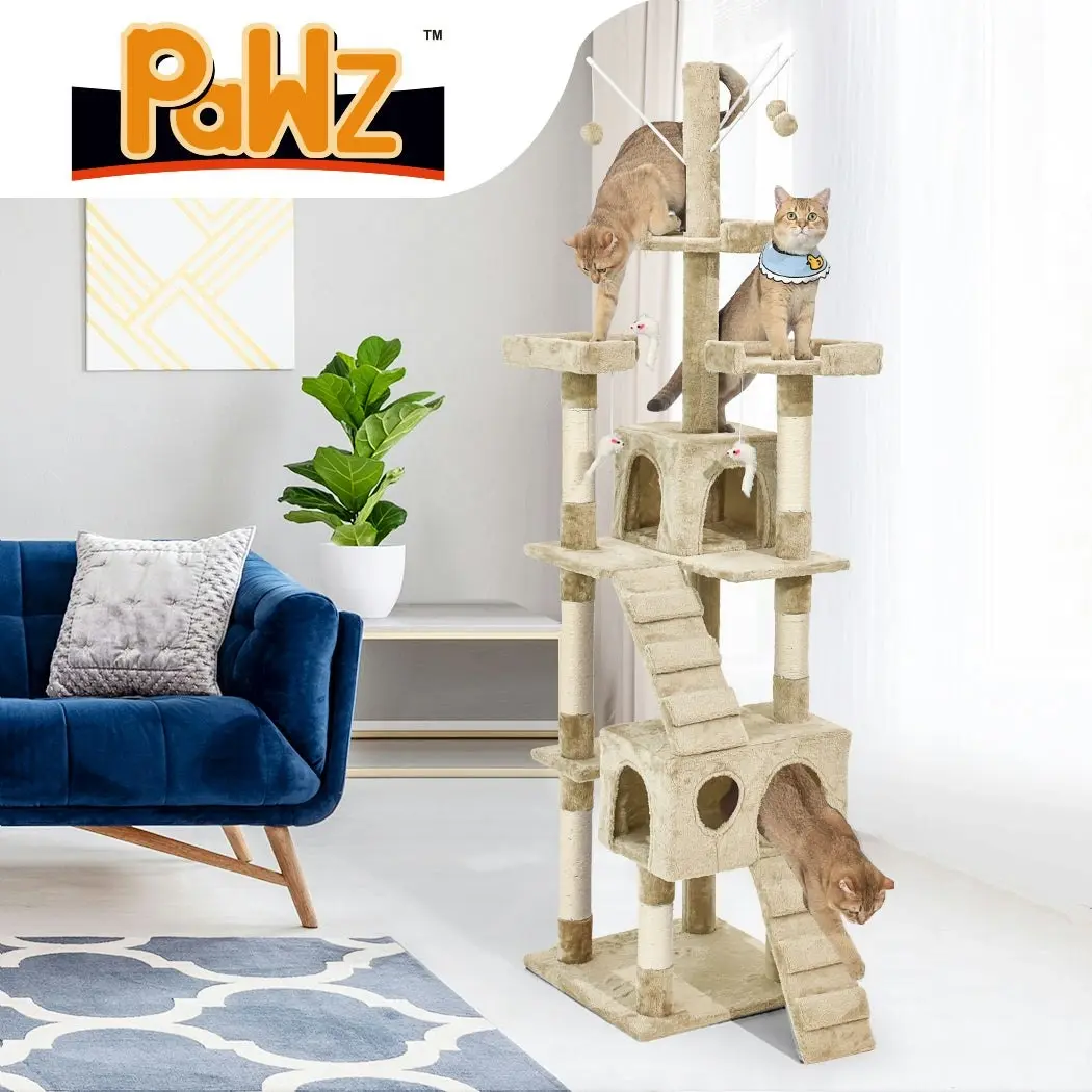 Pawz Cat Tree Scratching Post Scratcher Tower Condo House Furniture Cream 210cm