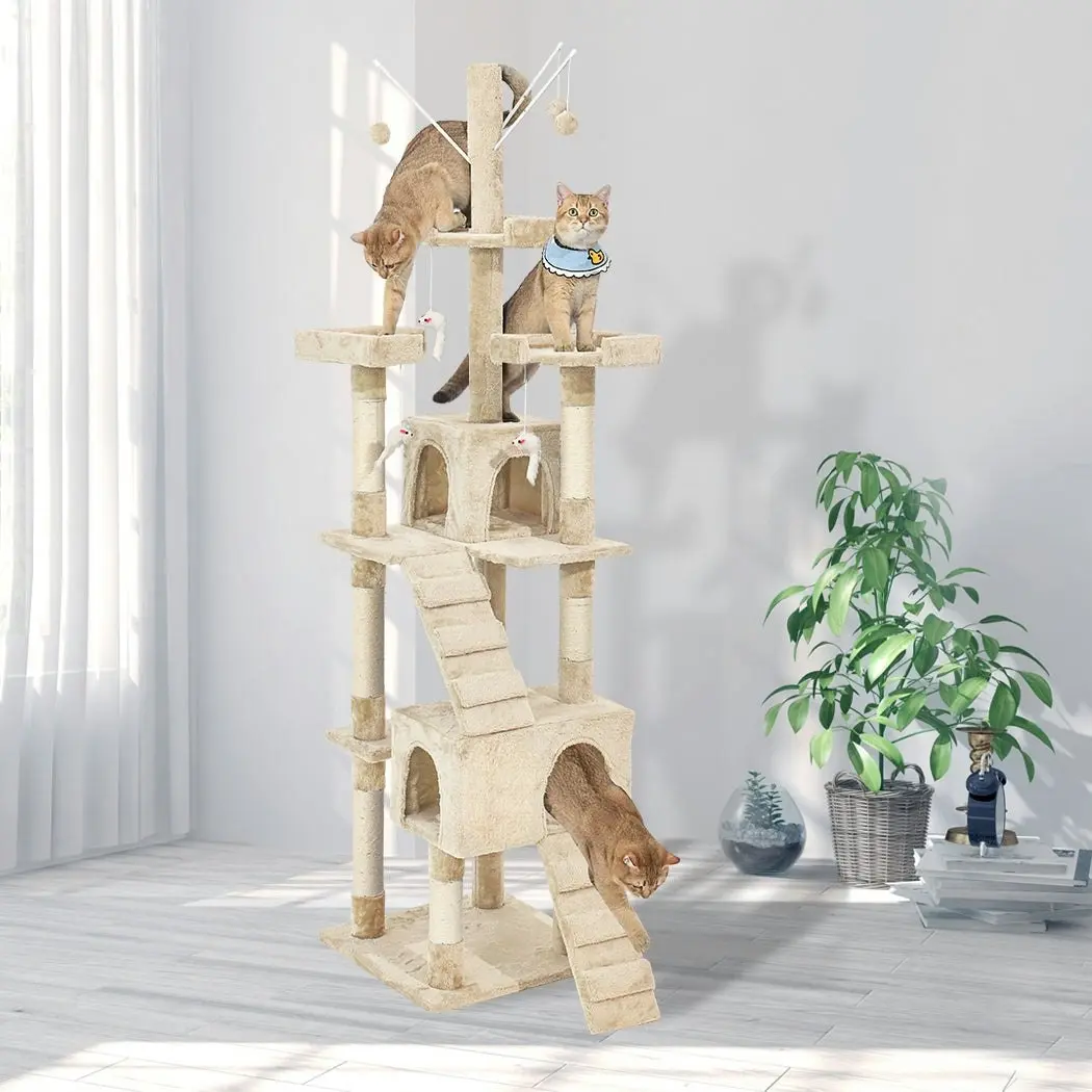 Pawz Cat Tree Scratching Post Scratcher Tower Condo House Furniture Cream 210cm