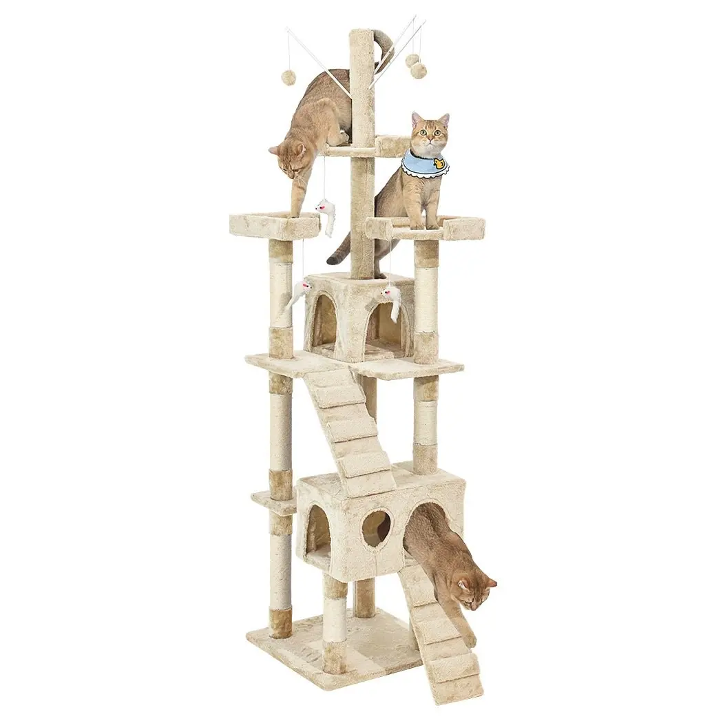 Pawz Cat Tree Scratching Post Scratcher Tower Condo House Furniture Cream 210cm