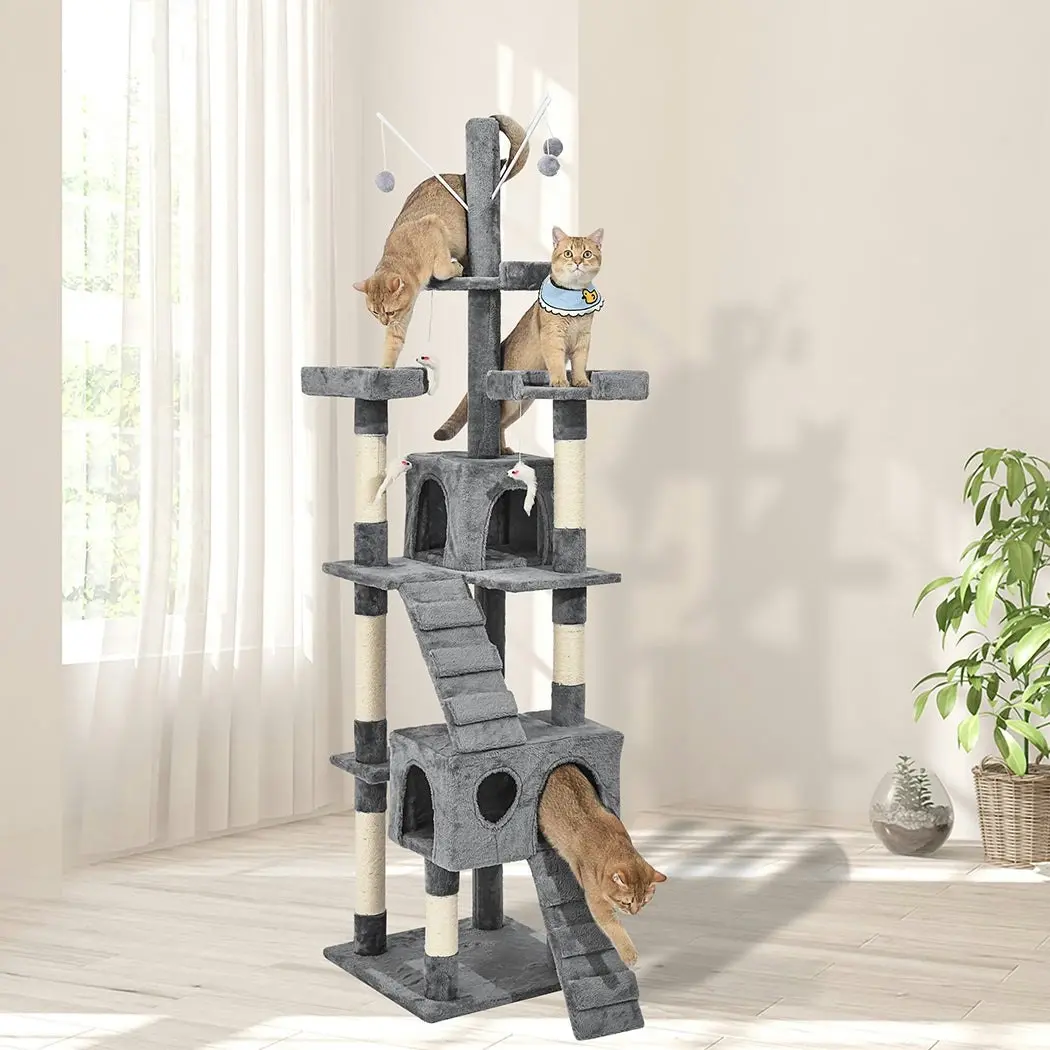 Pawz Cat Tree Scratching Post Scratcher Tower Condo House Furniture Grey 210cm