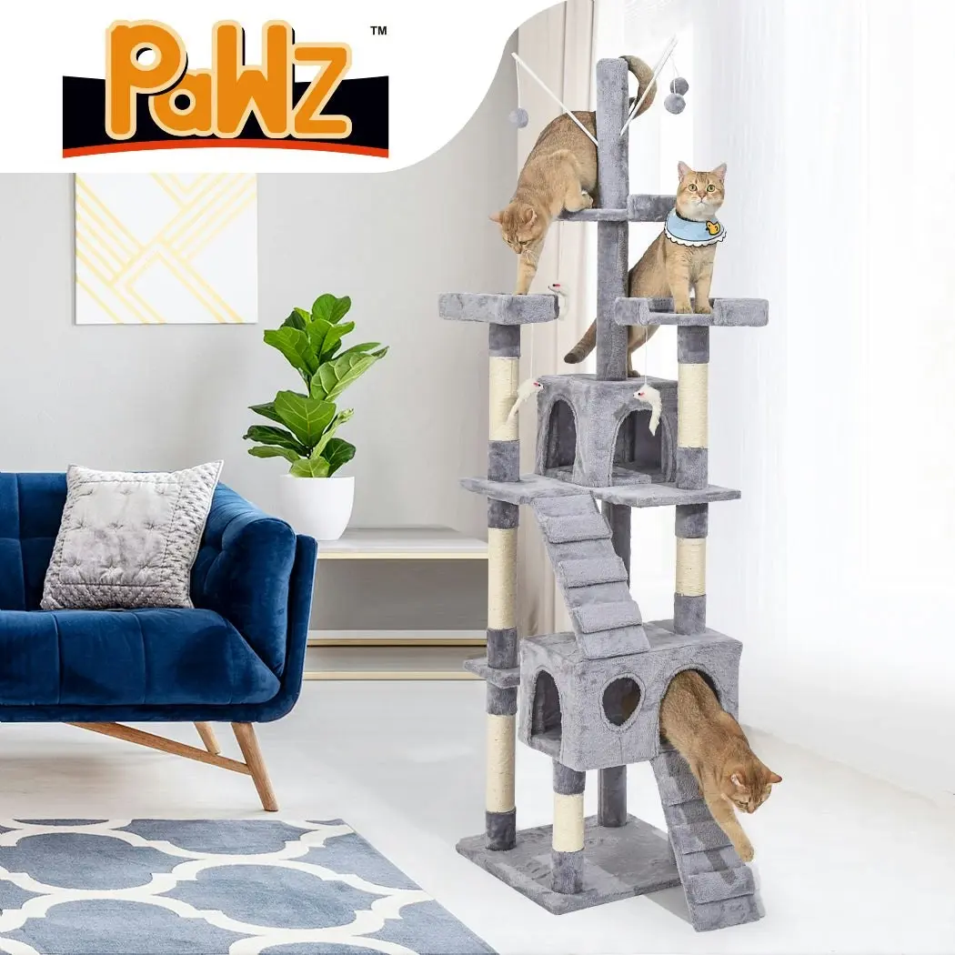 Pawz Cat Tree Scratching Post Scratcher Tower Condo House Furniture Grey 210cm