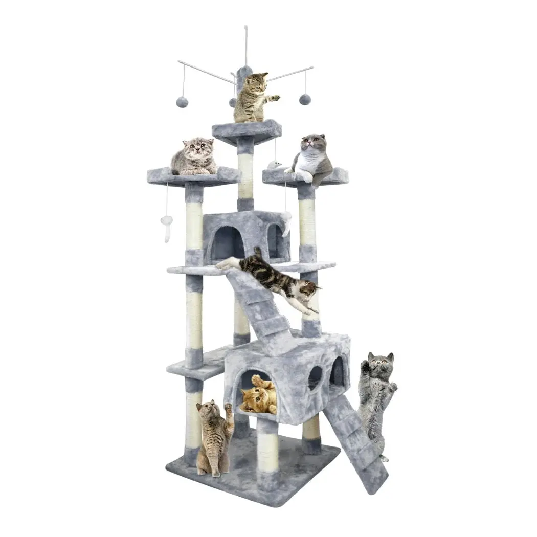 Pawz Cat Tree Scratching Post Scratcher Tower Condo House Furniture Grey 210cm