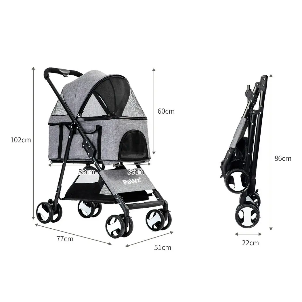 Pawz Large Pet Stroller Dog Cat Travel Carrier Pram Foldable Pushchair Outdoor