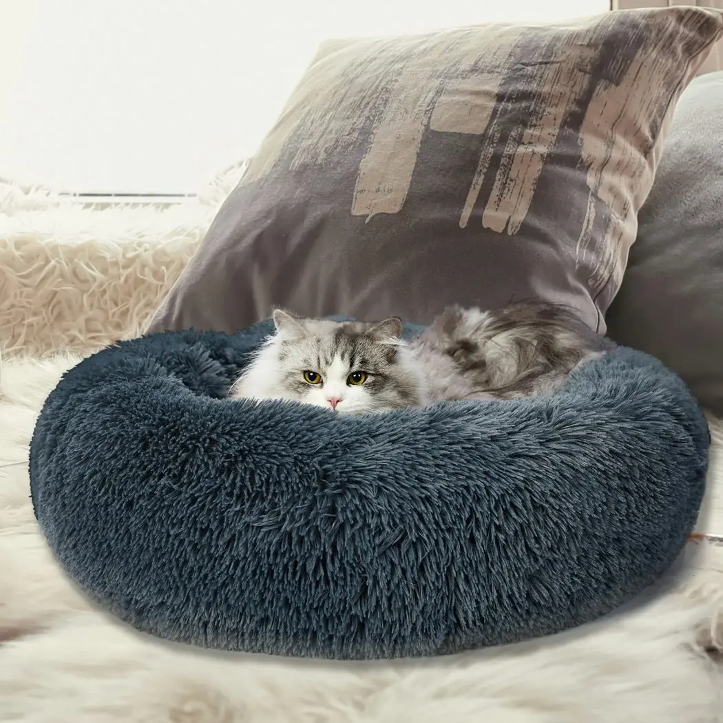 Pawz Pet Bed Cat Dog Donut Nest Calming Kennel Cave Deep Sleeping Dark Grey 3XL