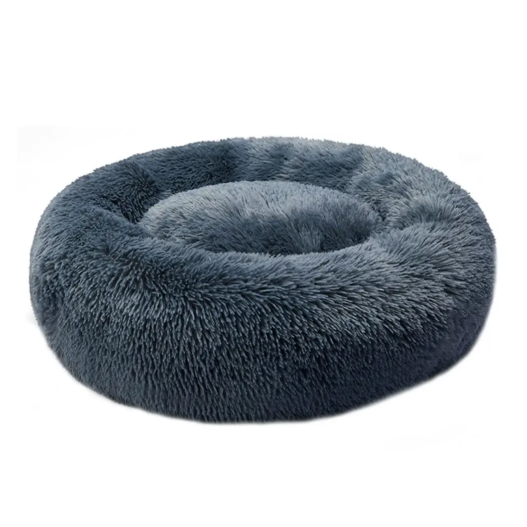 Pawz Pet Bed Cat Dog Donut Nest Calming Kennel Cave Deep Sleeping Dark Grey 3XL