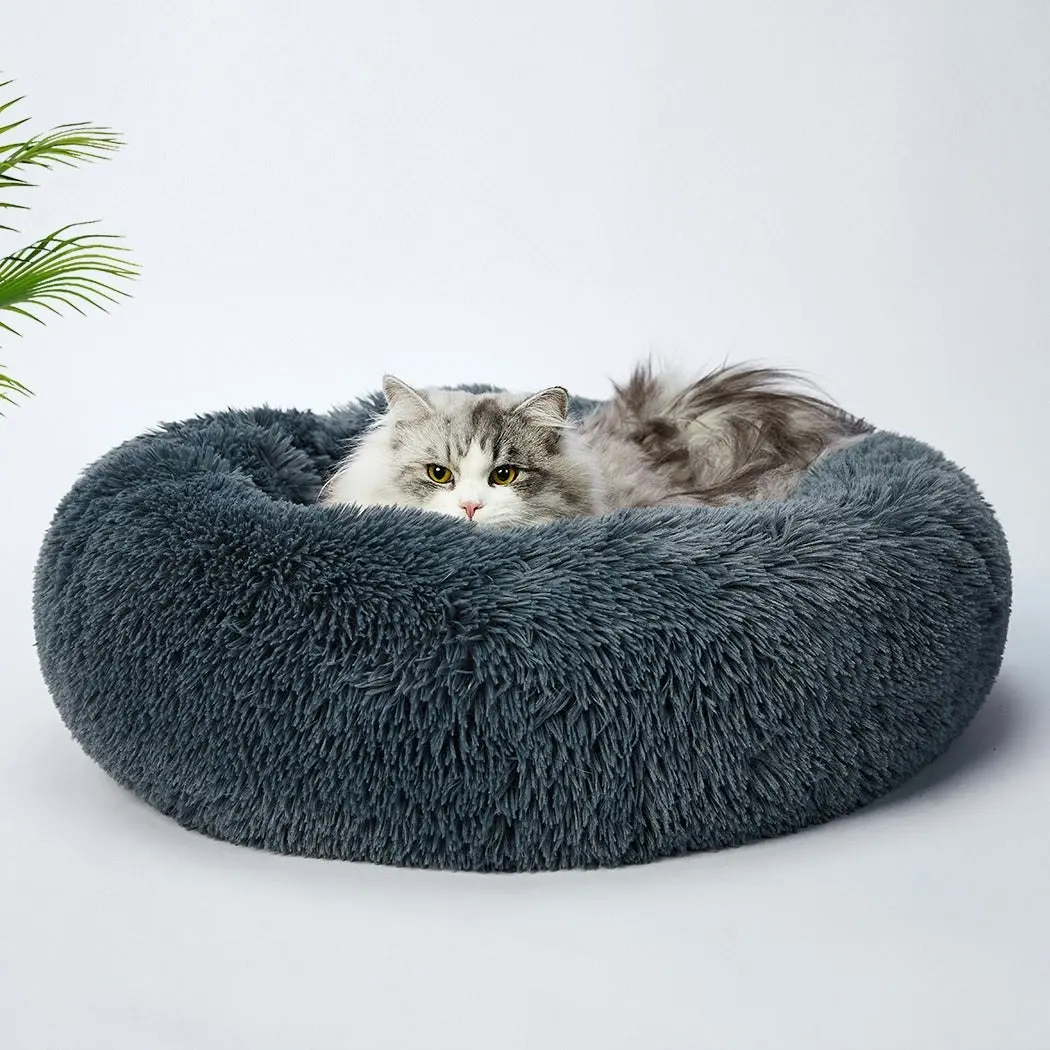 Pawz Pet Bed Cat Dog Donut Nest Calming Kennel Cave Deep Sleeping Dark Grey 3XL