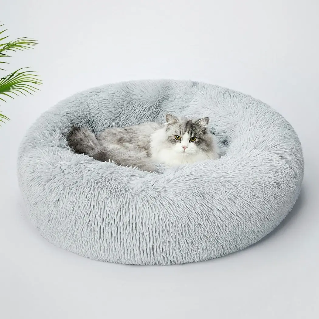 Pawz Pet Bed Cat Dog Donut Nest Calming Kennel Cave Sleeping Light Grey XXXL