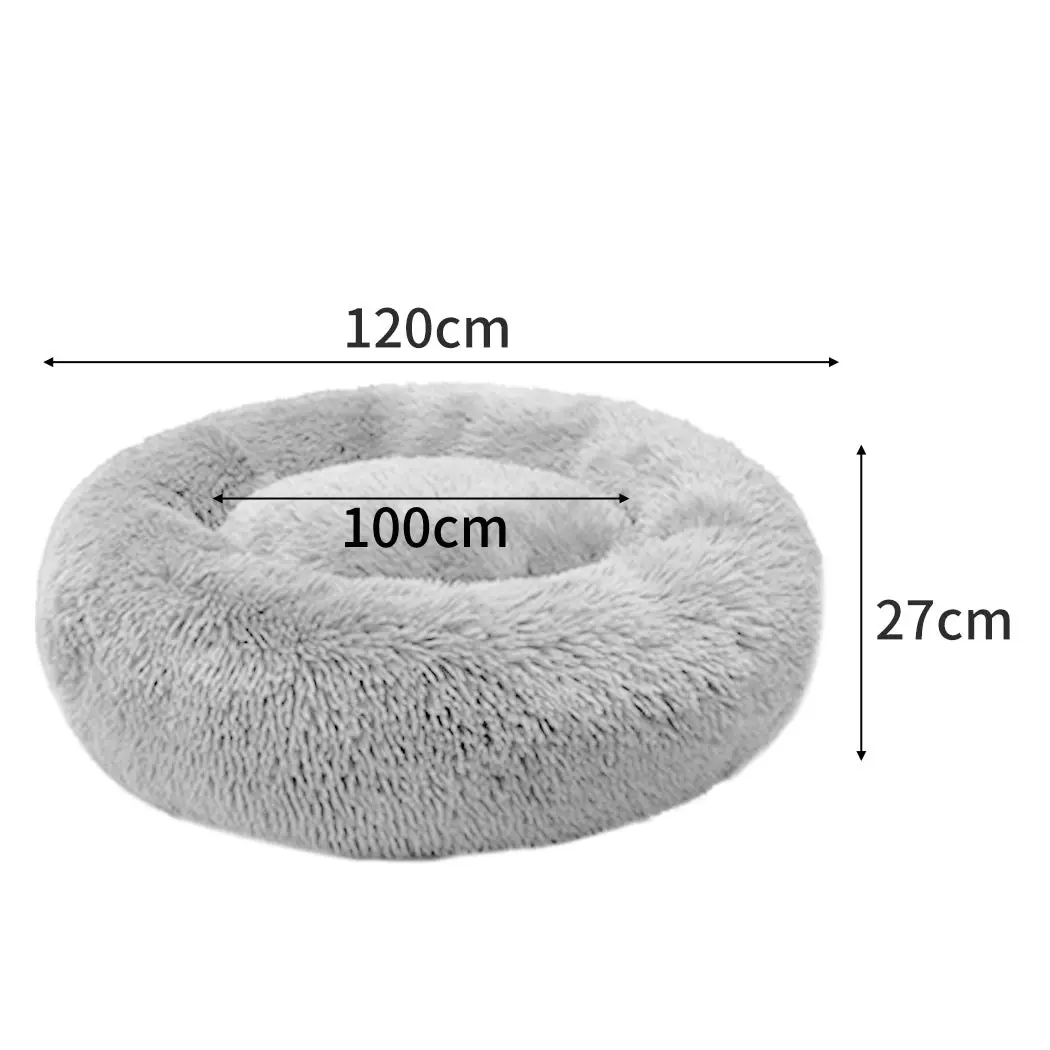 Pawz Pet Bed Cat Dog Donut Nest Calming Kennel Cave Sleeping Light Grey XXXL