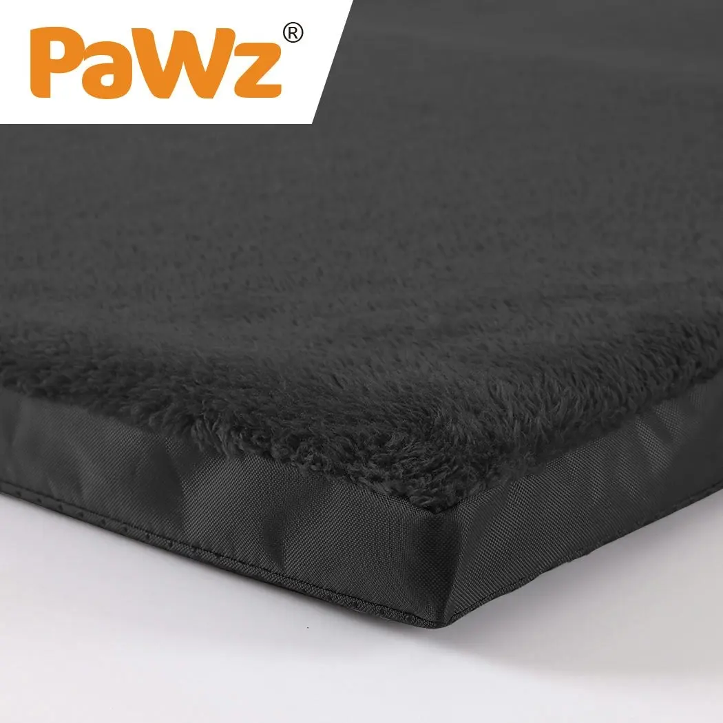 Pawz Pet Bed Foldable Dog Puppy Beds Cushion Pad Pads Soft Plush Black L