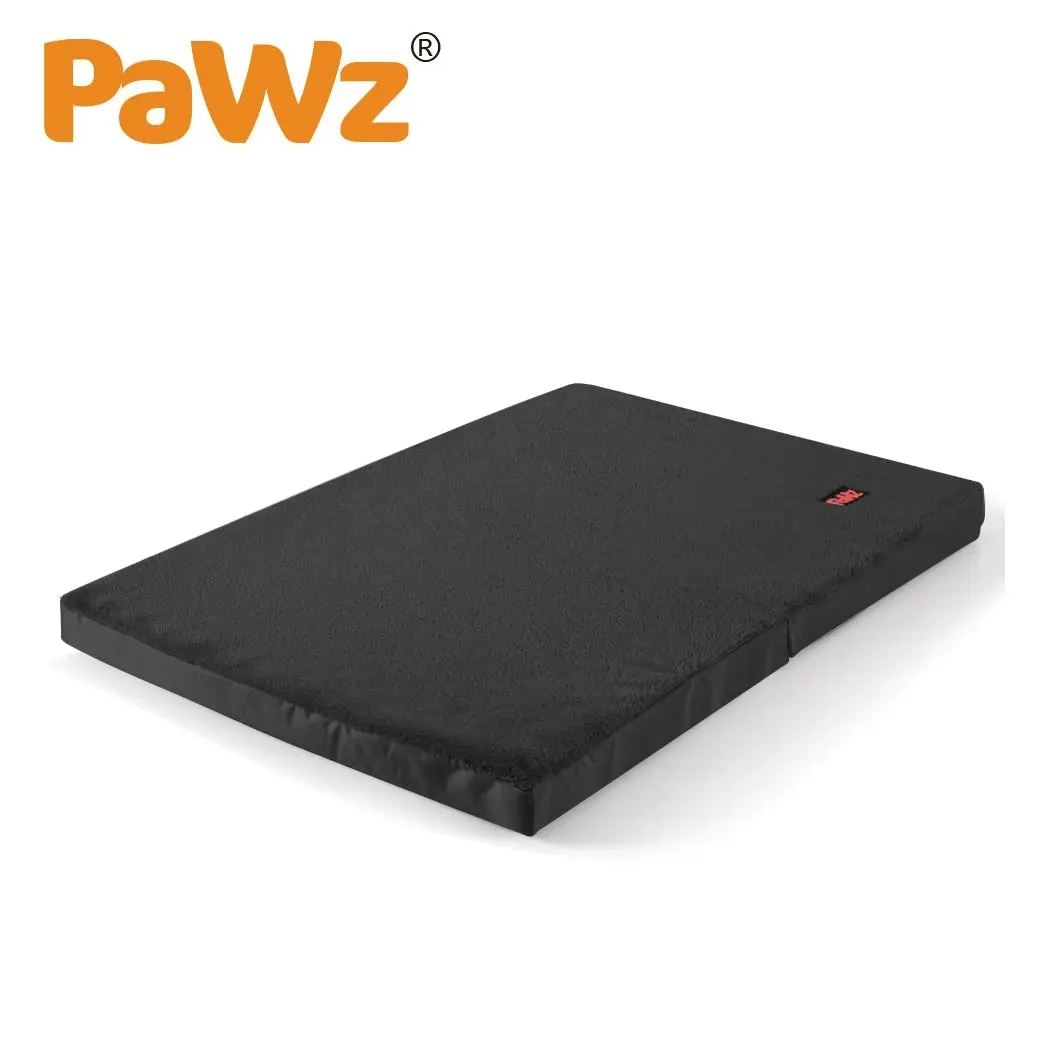 Pawz Pet Bed Foldable Dog Puppy Beds Cushion Pad Pads Soft Plush Black L