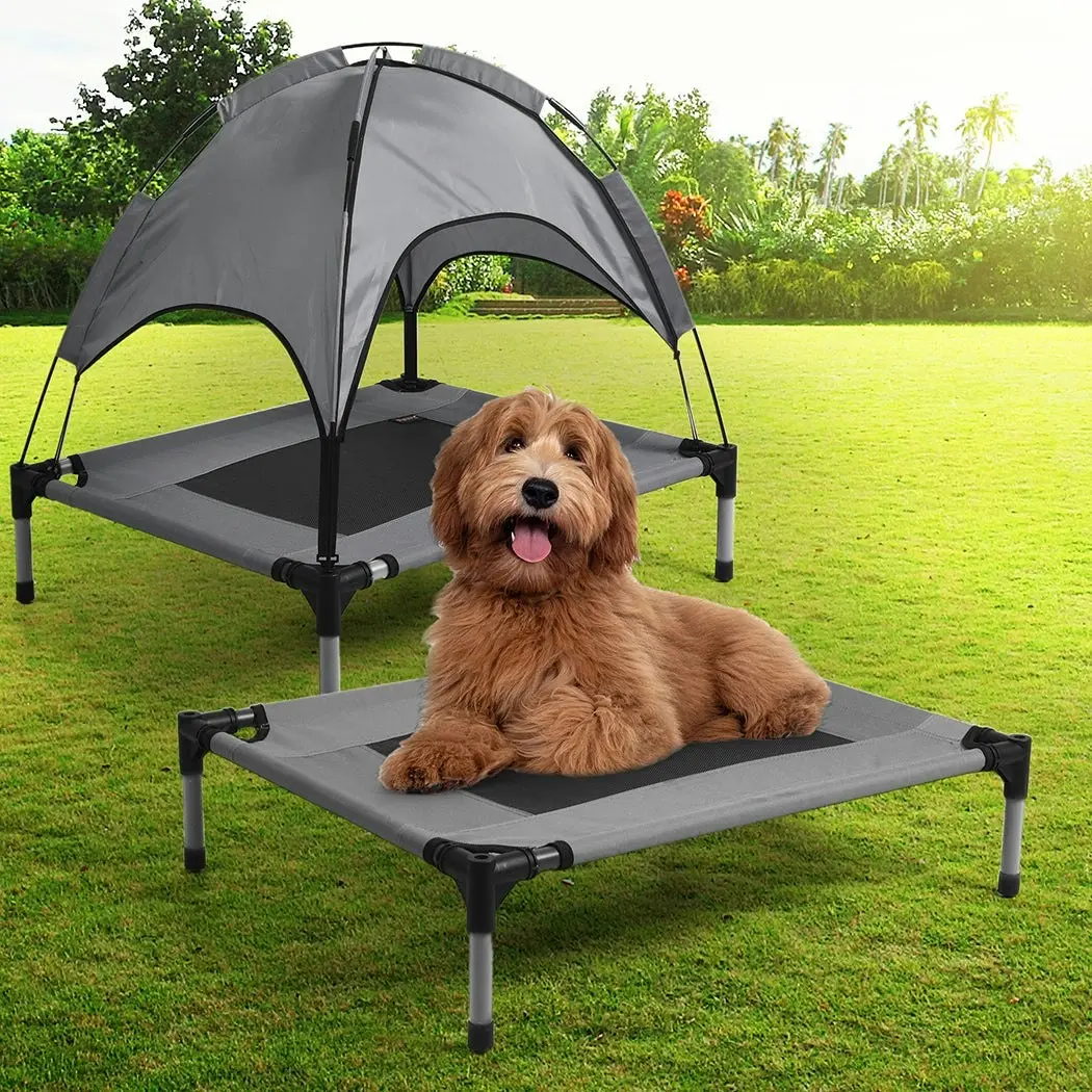 Pawz Pet Trampoline Bed Dog Cat Elevated Hammock With Canopy Raised Heavy Duty M