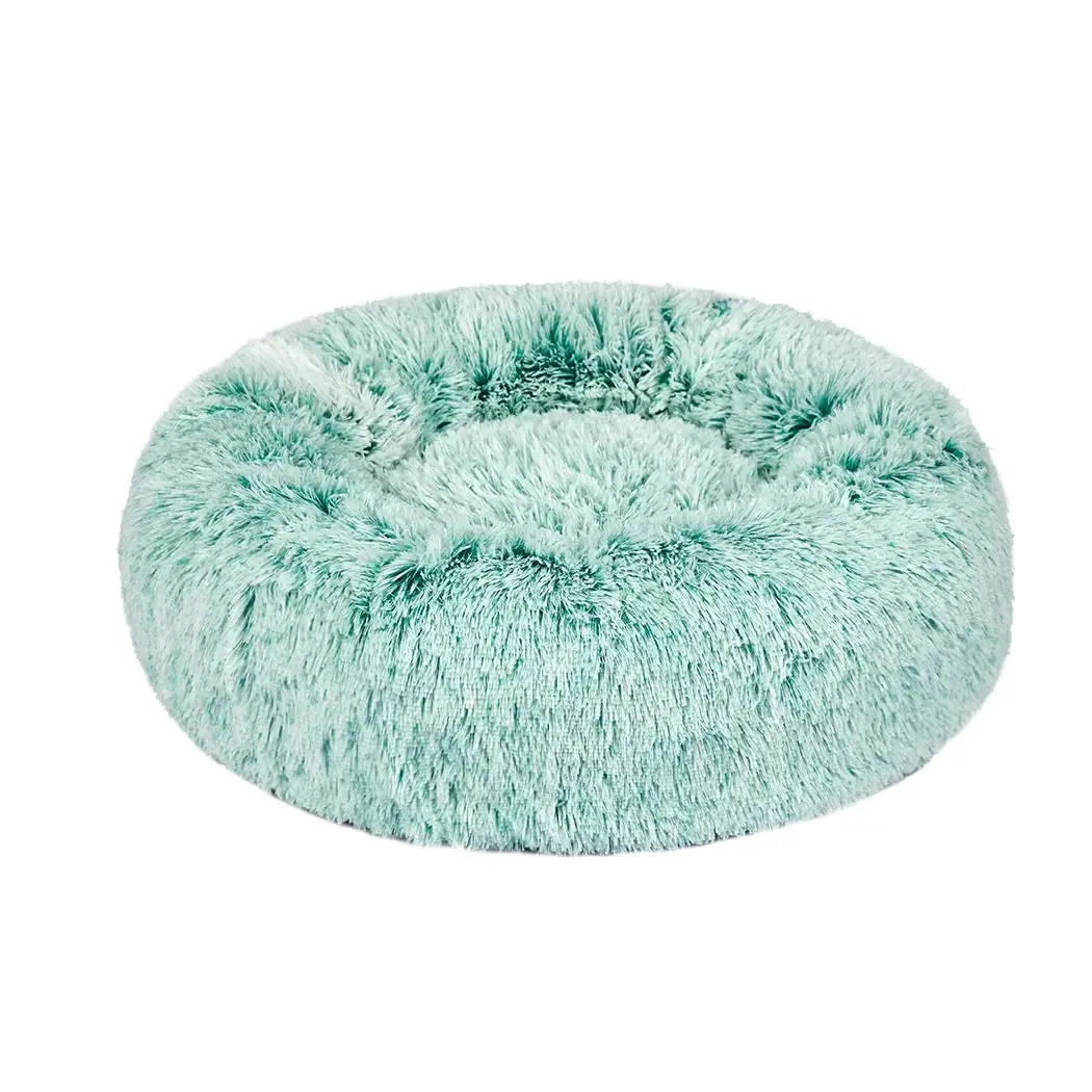 Pawz Pet Bed Cat Dog Donut Nest Calming Mat Soft Plush Kennel Teal L