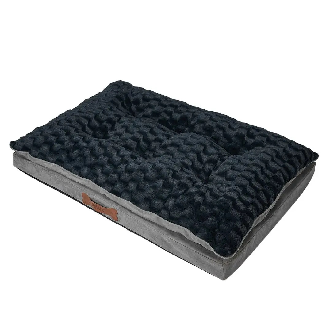 Dog Calming Bed Warm Soft Plush Comfy Sleeping Memory Foam Mattress Dark Grey M