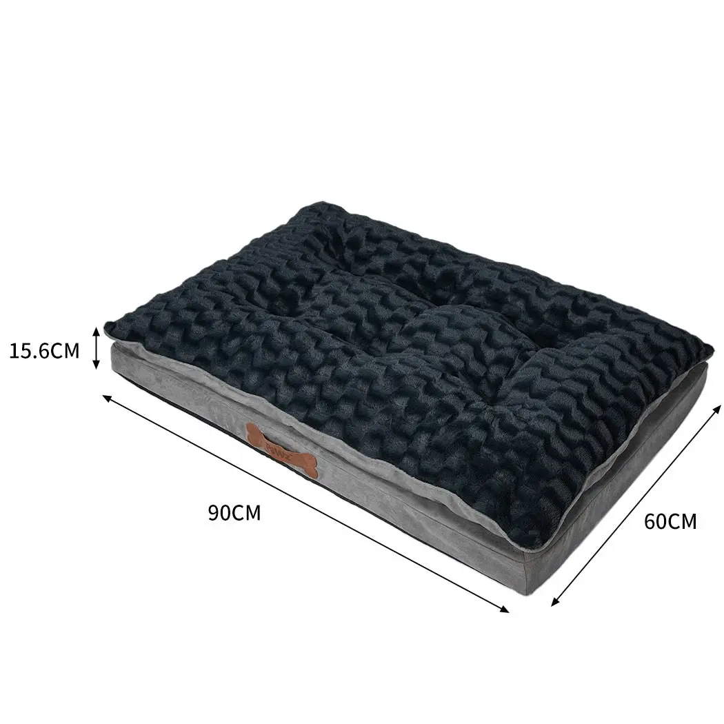 Dog Calming Bed Warm Soft Plush Comfy Sleeping Memory Foam Mattress Dark Grey M