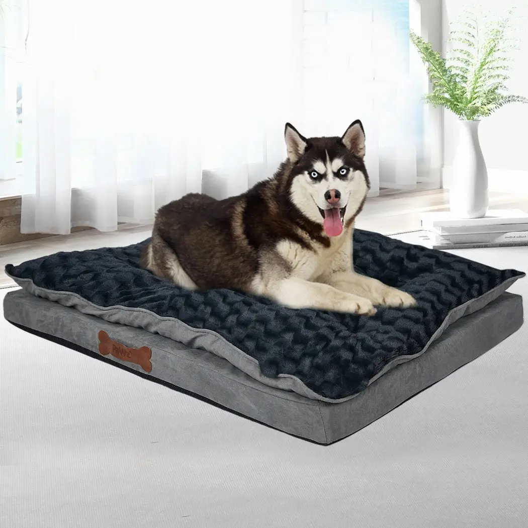 Dog Calming Bed Warm Soft Plush Comfy Sleeping Memory Foam Mattress Dark Grey M