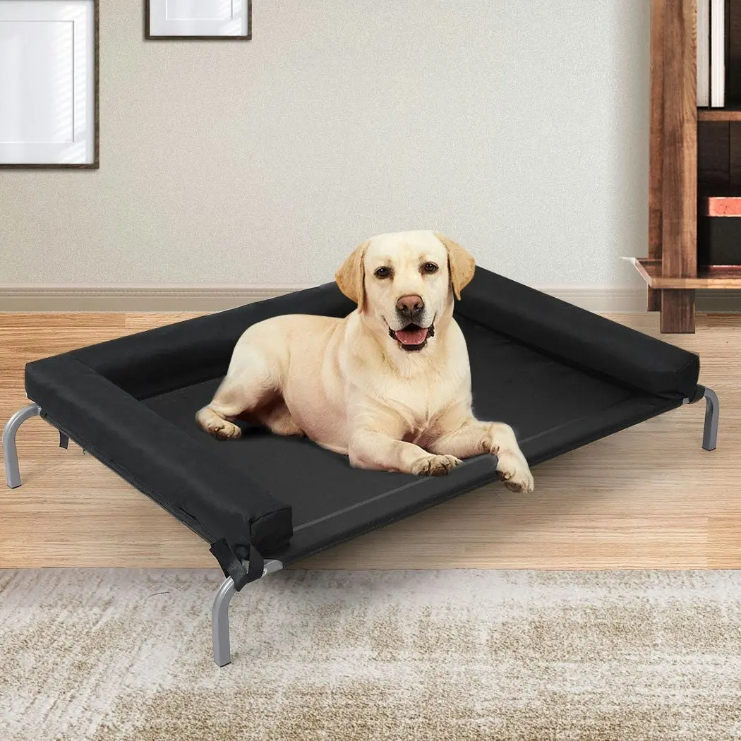 Pawz Elevated Pet Bed Dog Puppy Cat Trampoline Hammock Raised Heavy Duty Black L