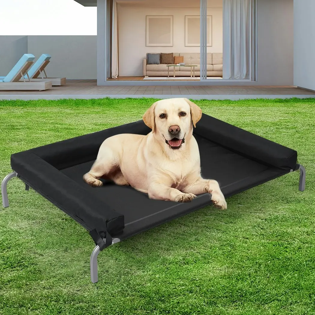 Pawz Elevated Pet Bed Dog Puppy Cat Trampoline Hammock Raised Heavy Duty Black M