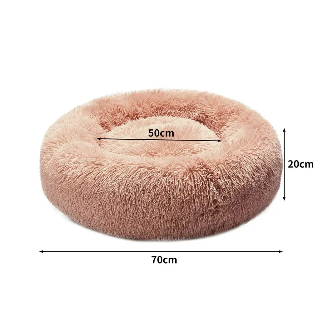 Pawz Pet Bed Cat Dog Donut Nest Calming Kennel Cave Deep Sleeping Pink L