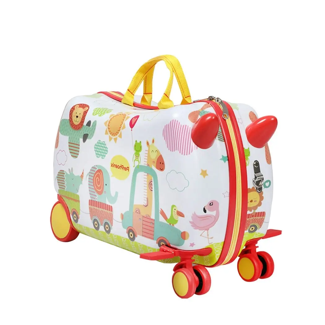 BoPeep Kids Ride On Suitcase Children Travel Luggage Carry Bag Trolley Zoo