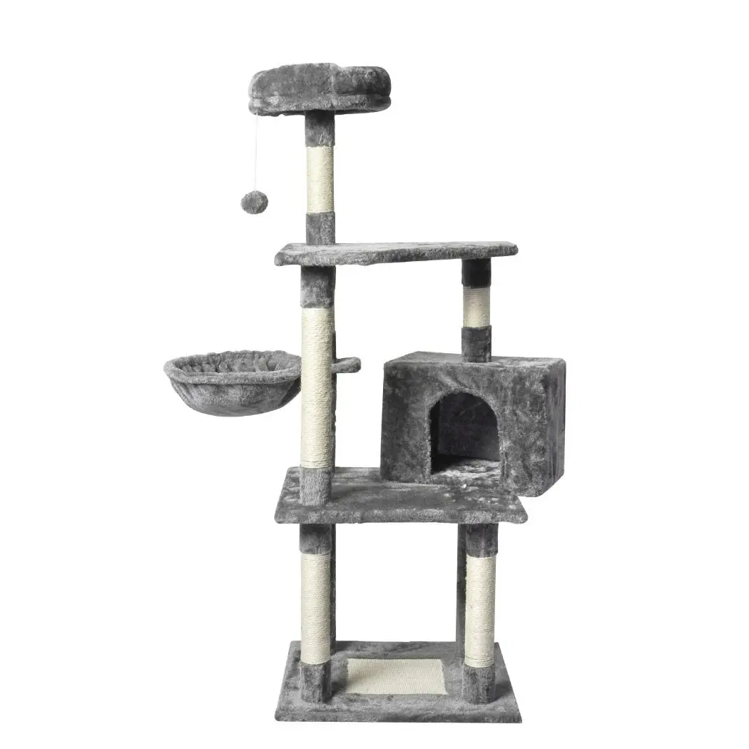 Pawz 130cm Cat Tree Toy Scratching Post Scratcher Tower Condo Wooden House Grey