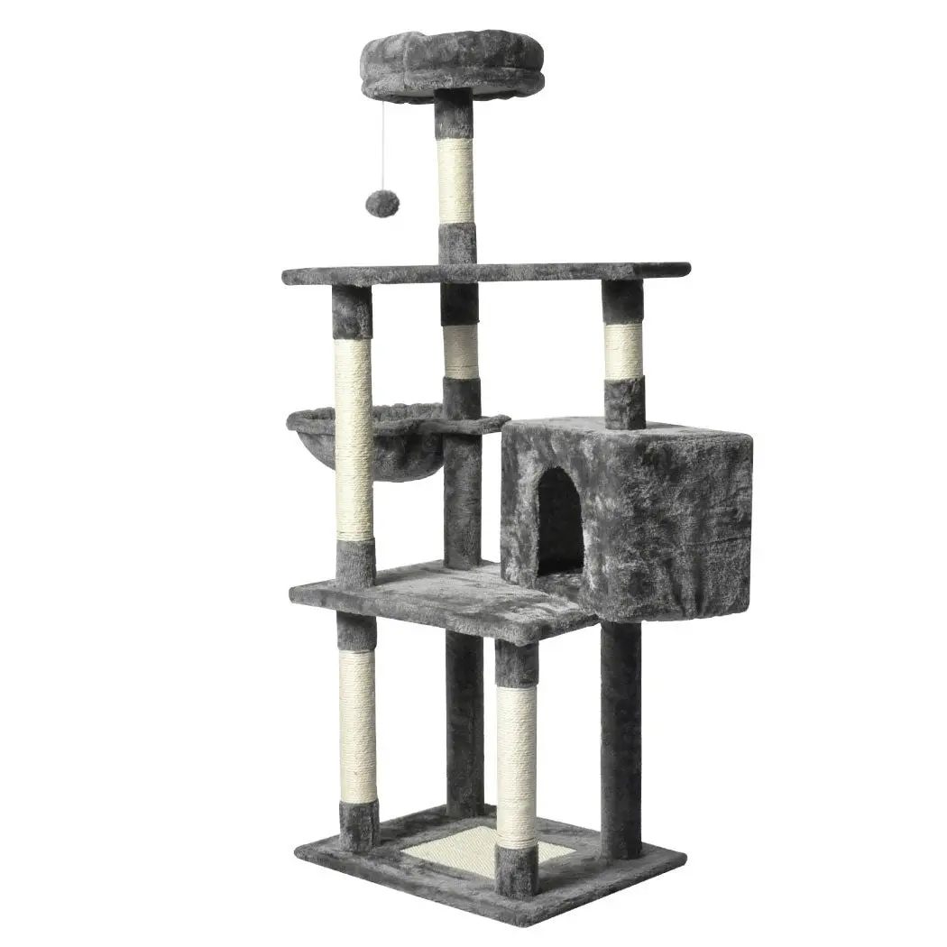 Pawz 130cm Cat Tree Toy Scratching Post Scratcher Tower Condo Wooden House Grey