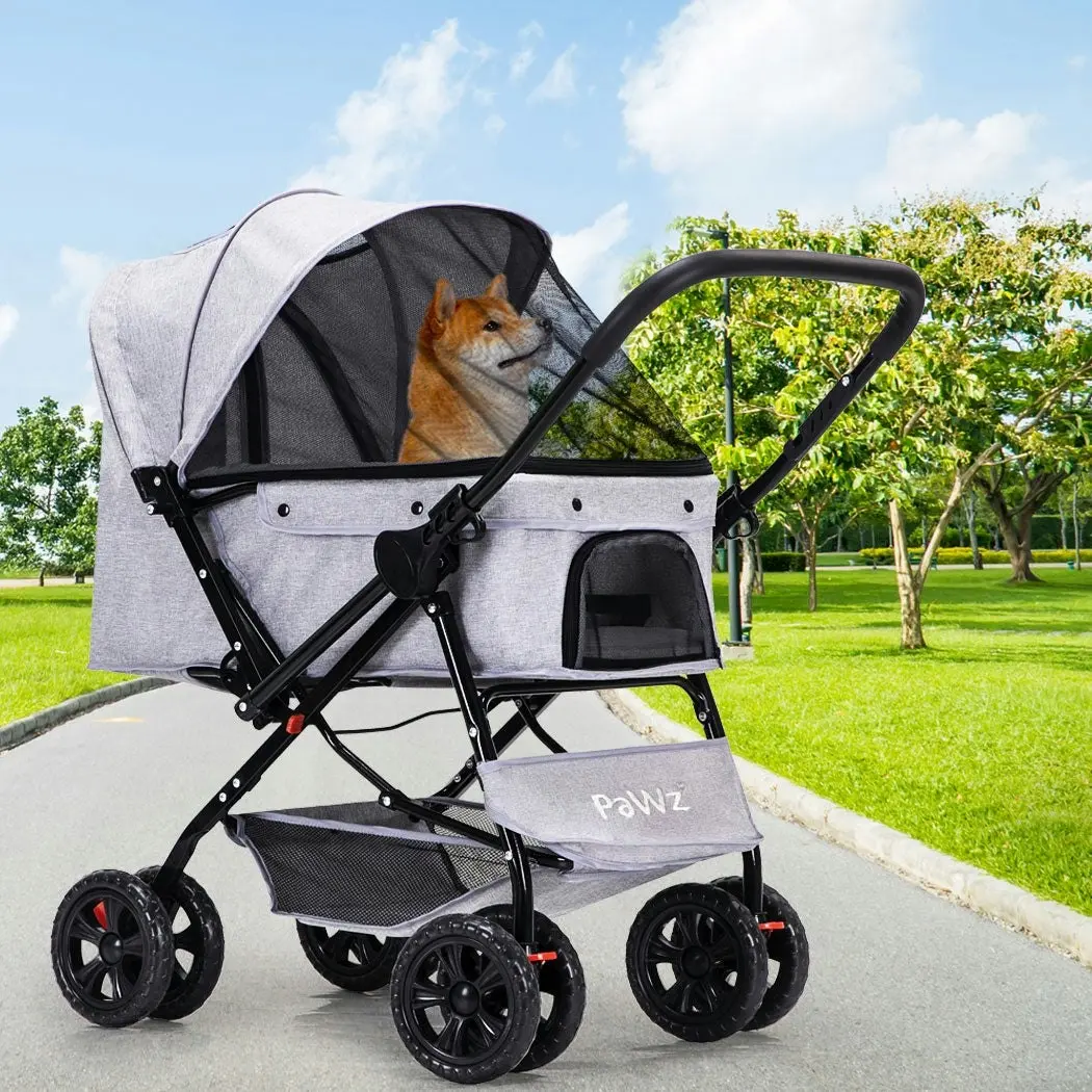 Pawz Pet Stroller Pram Dog Carrier Trailer Strollers 4 Wheels Foldable Large