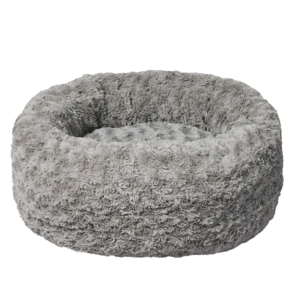 Pawz Calming Dog Bed Warm Soft Plush Sofa Pet Cat Cave Washable Portable Grey S