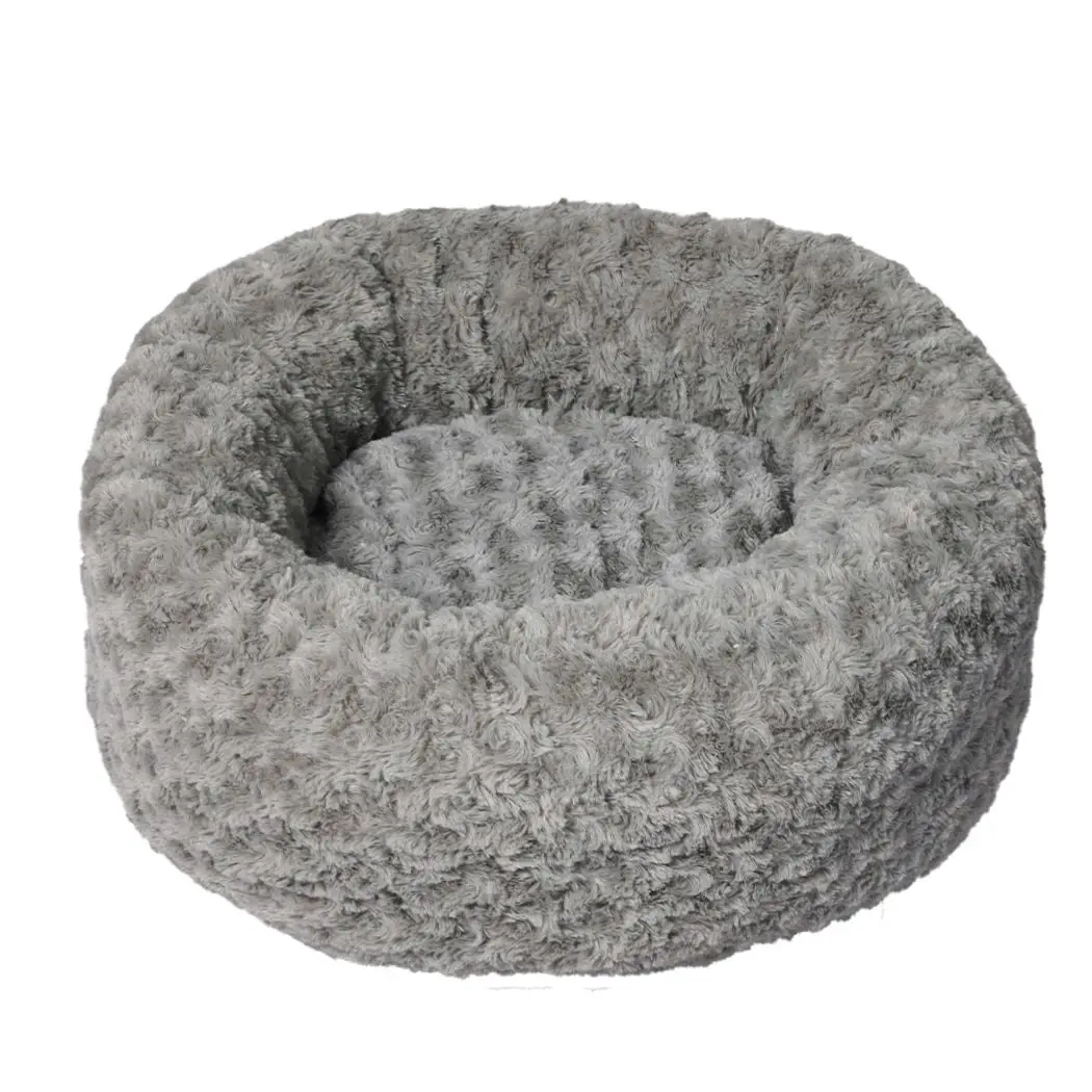 Pawz Calming Dog Bed Warm Soft Plush Sofa Pet Cat Cave Washable Portable Grey S