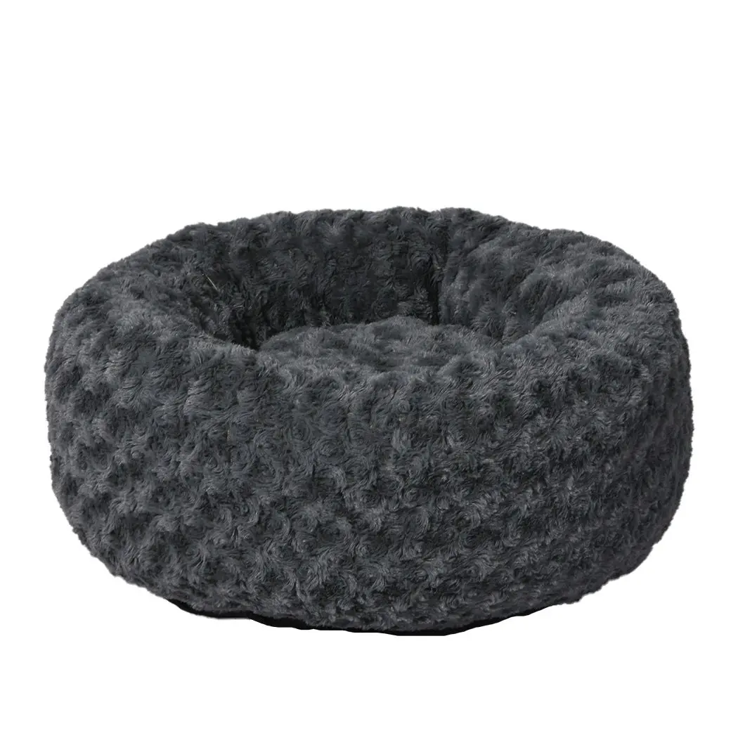 Pawz Calming Dog Bed Warm Soft Plush Pet Cat Cave Washable Portable Dark Grey S