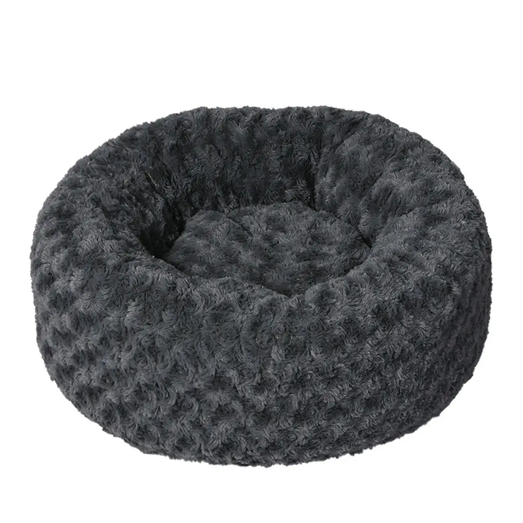 Pawz Calming Dog Bed Warm Soft Plush Pet Cat Cave Washable Portable Dark Grey S