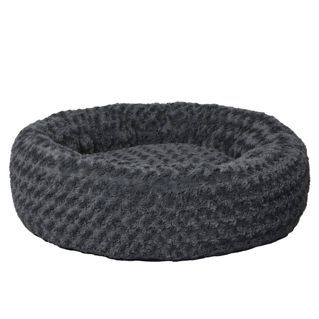 Pawz Calming Dog Bed Warm Soft Plush Pet Cat Cave Washable Portable Dark Grey L