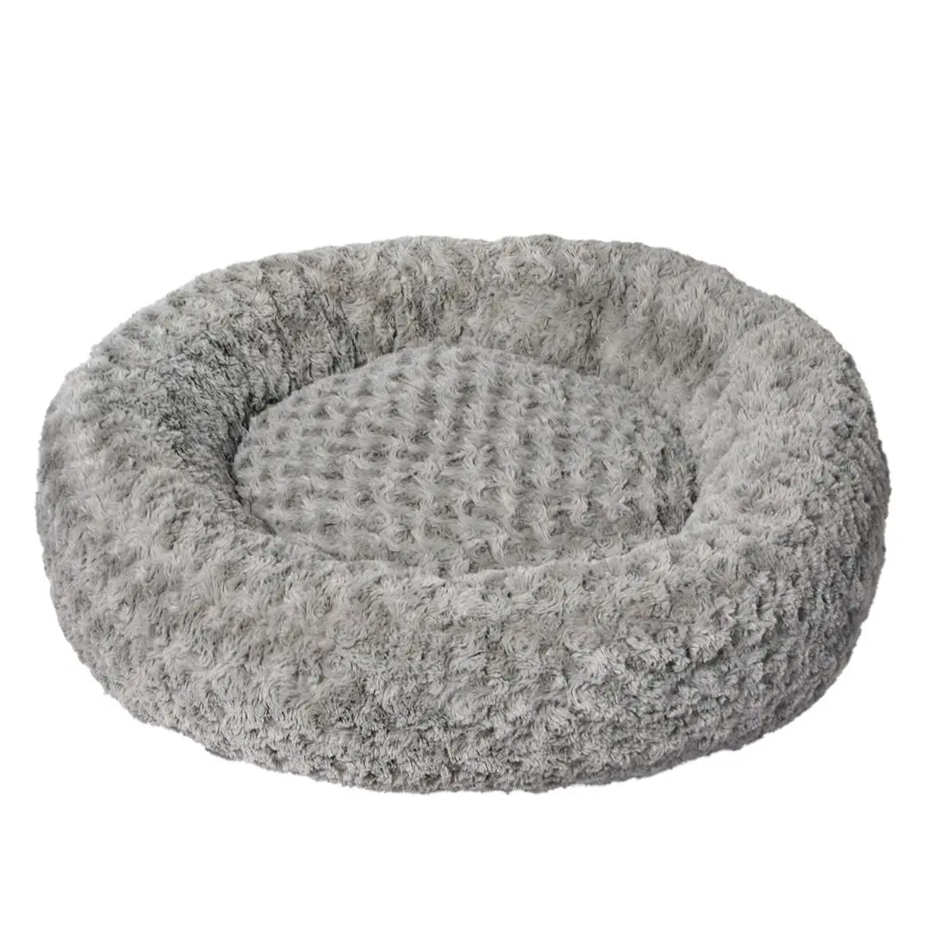 Pawz Calming Dog Bed Warm Soft Plush Sofa Pet Cat Cave Washable Portable Grey M