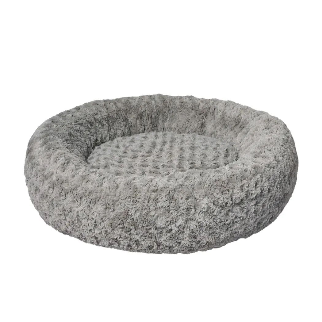 Pawz Calming Dog Bed Warm Soft Plush Sofa Pet Cat Cave Washable Portable Grey M