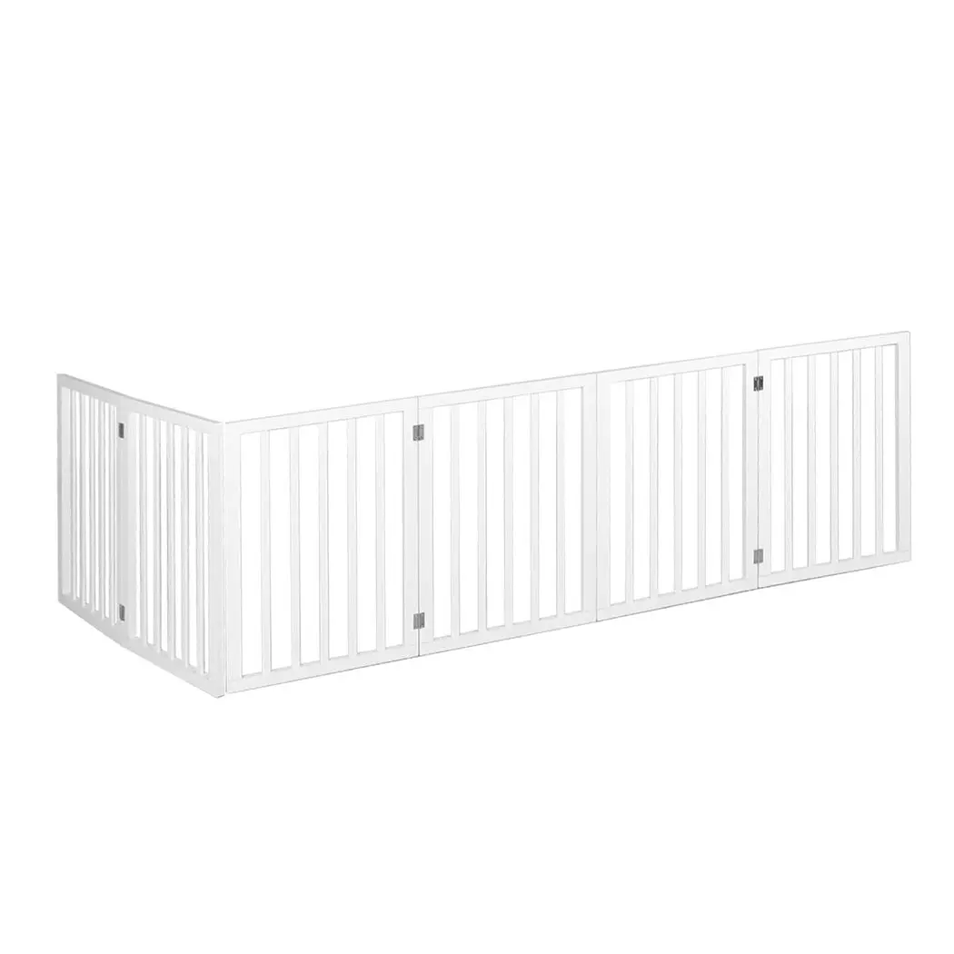 Pawz Wooden Pet Gate Dog Fence Safety Stair Barrier Security Door 6 Panels White