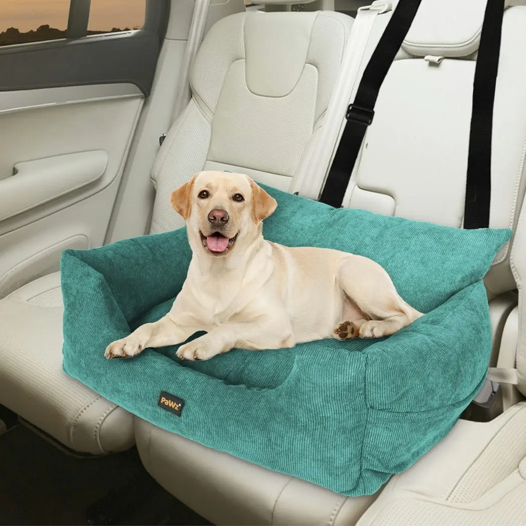 Pawz Pet Car Booster Seat Dog Protector Portable Travel Bed Removable Green L