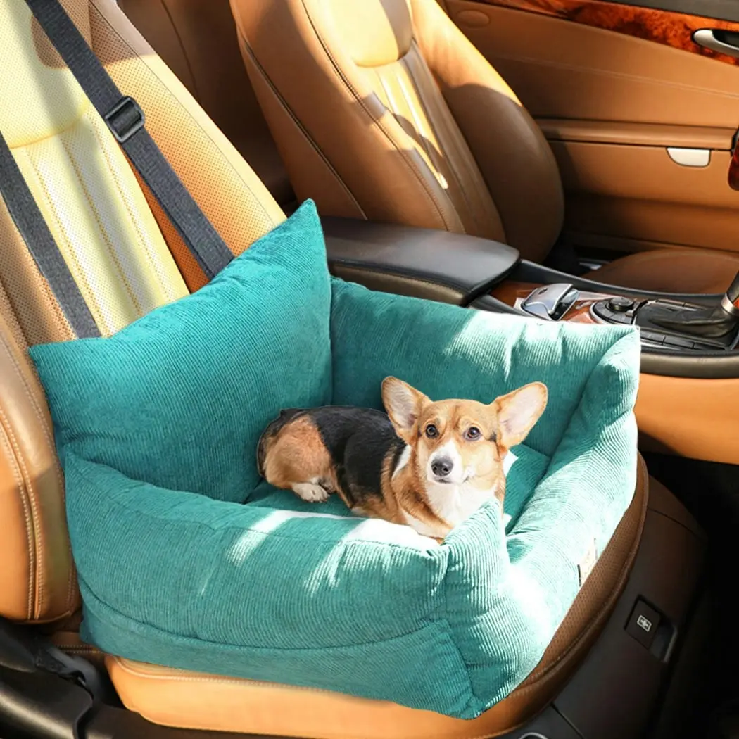 Pawz Pet Car Booster Seat Dog Protector Portable Travel Bed Removable Green M