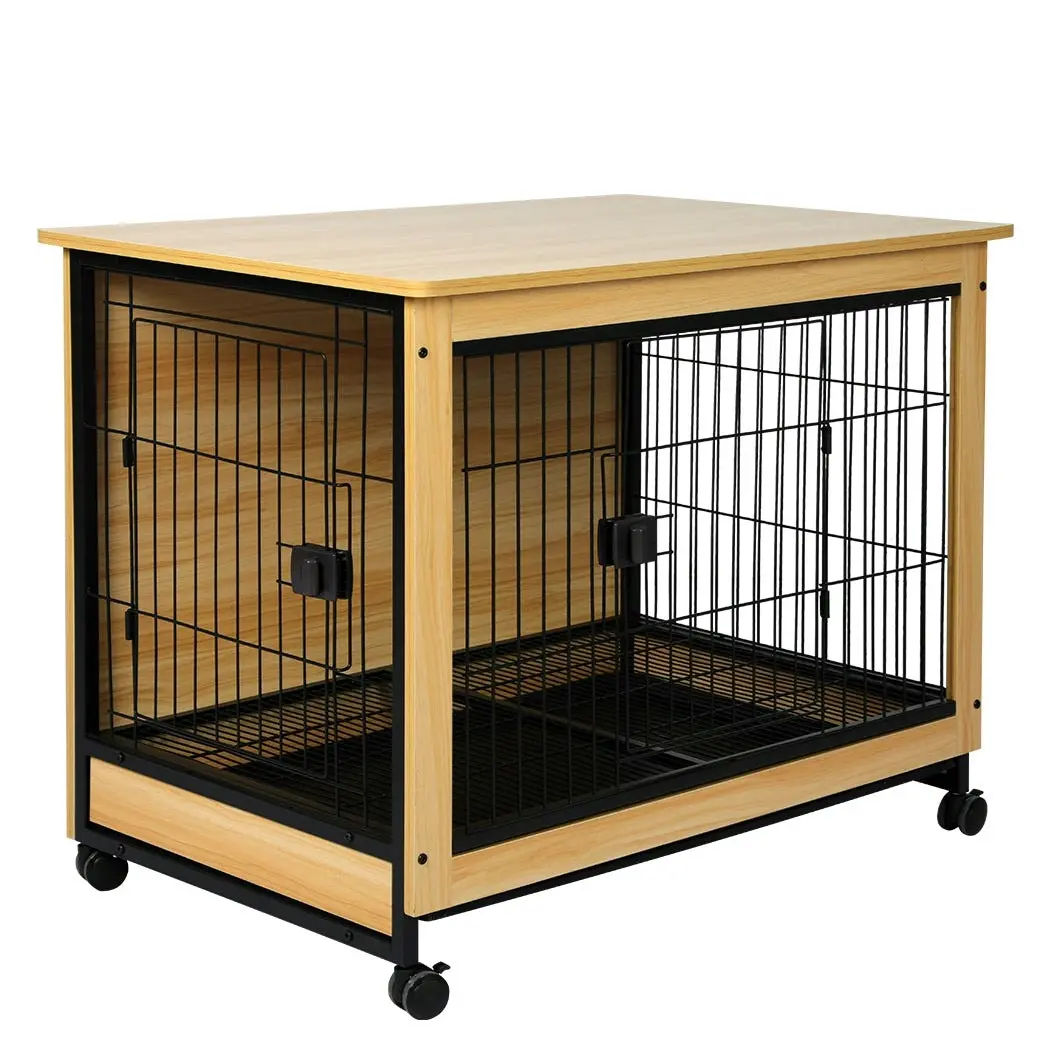 Pawz Wooden Wire Dog Kennel Side End Table Steel Puppy Crate Indoor Pet House XXL