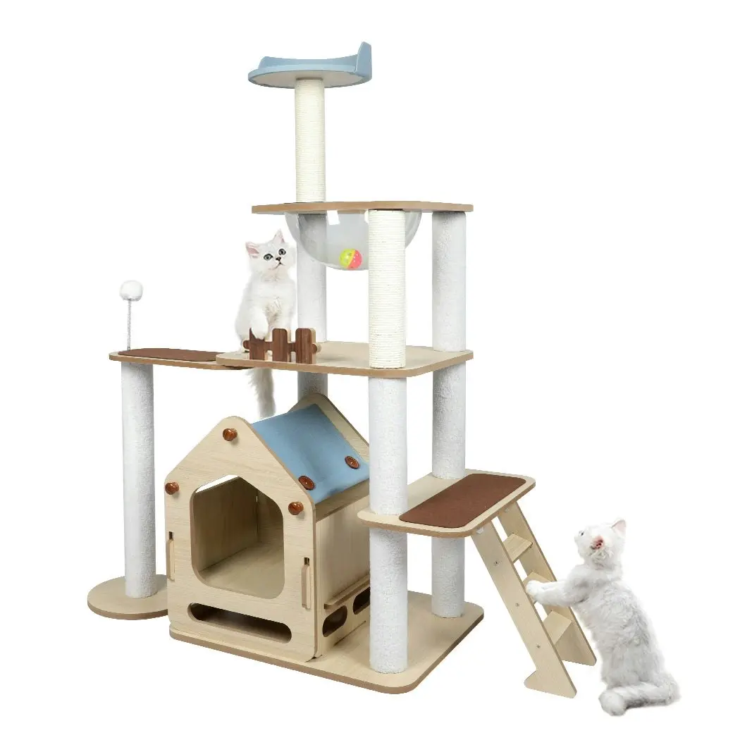 Pawz Cat Tree Scratching Post Scratcher Cats Tower Wood Furniture House 138cm