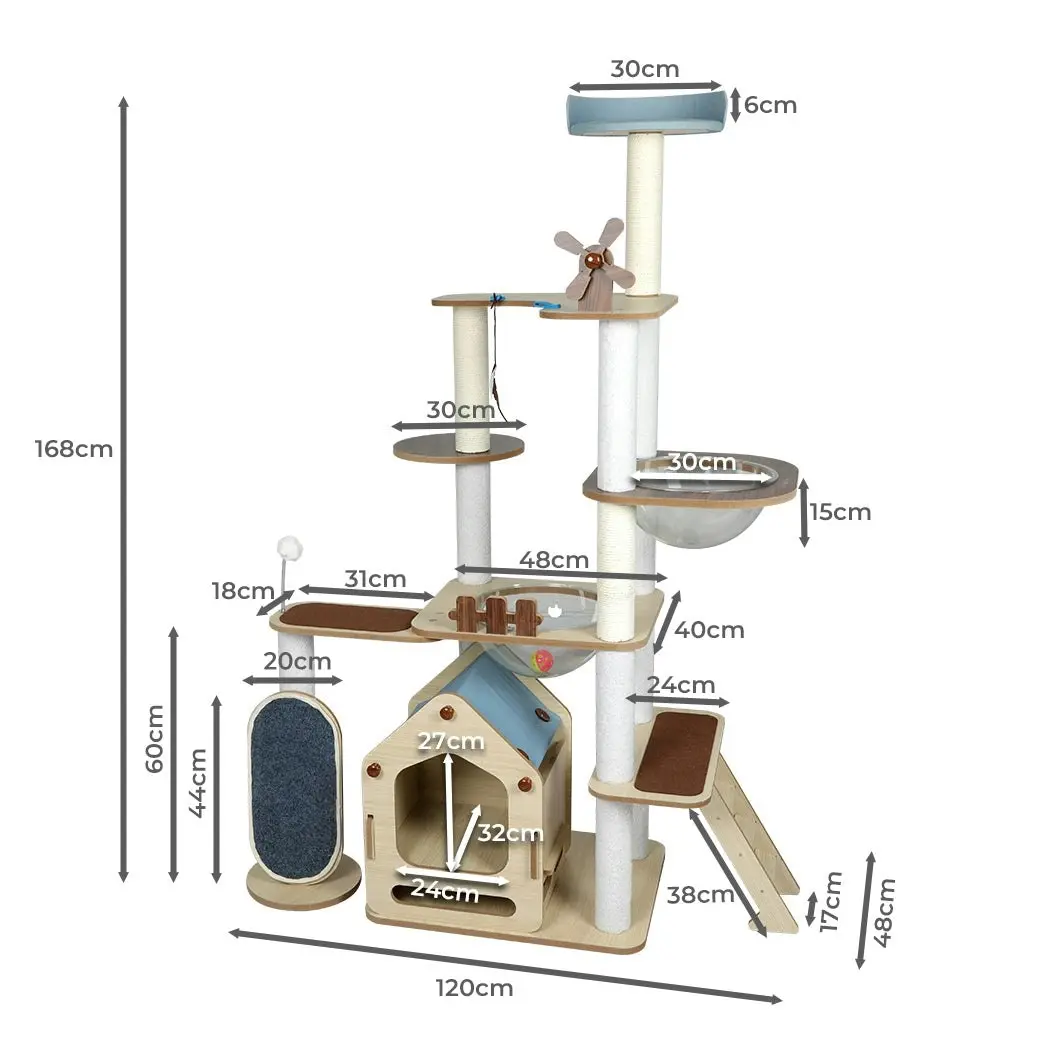 Pawz Cat Tree Scratching Post Scratcher Cats Tower Wood Condo Toys House 168cm