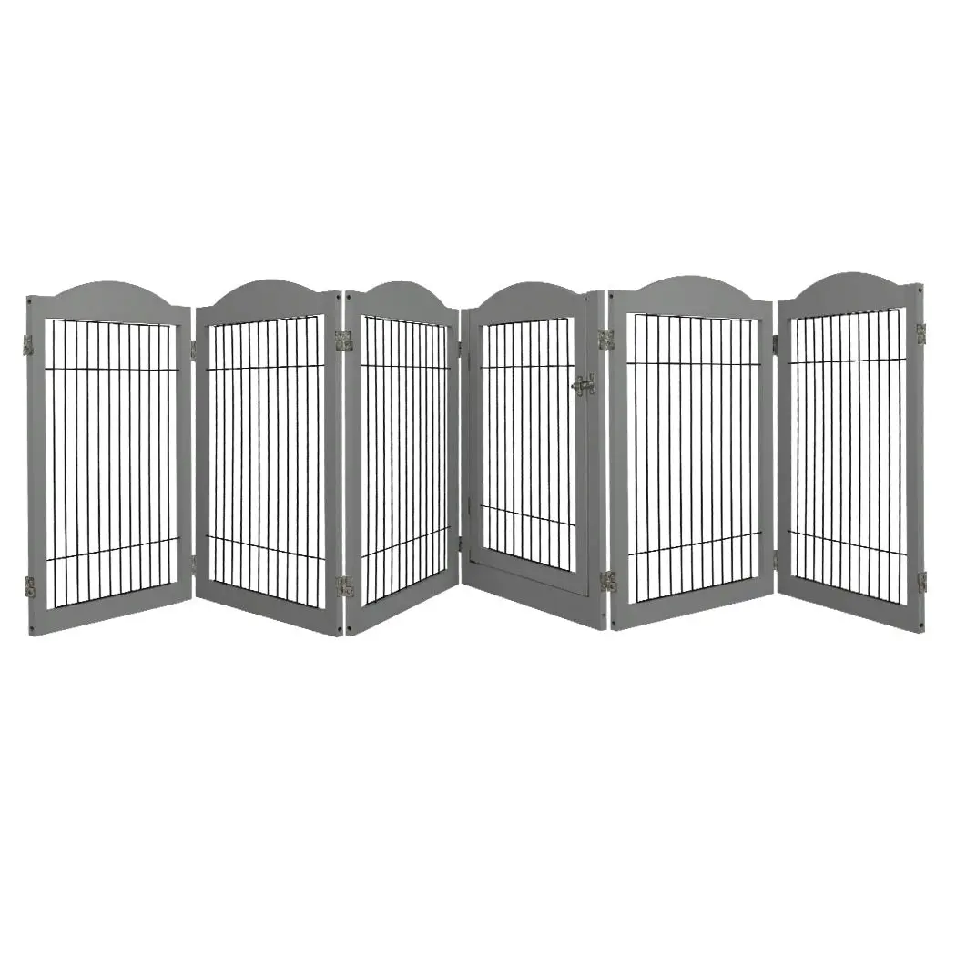 Pawz 6 Panels Pet Dog Playpen Puppy Exercise Cage Enclosure Fence Indoor Grey