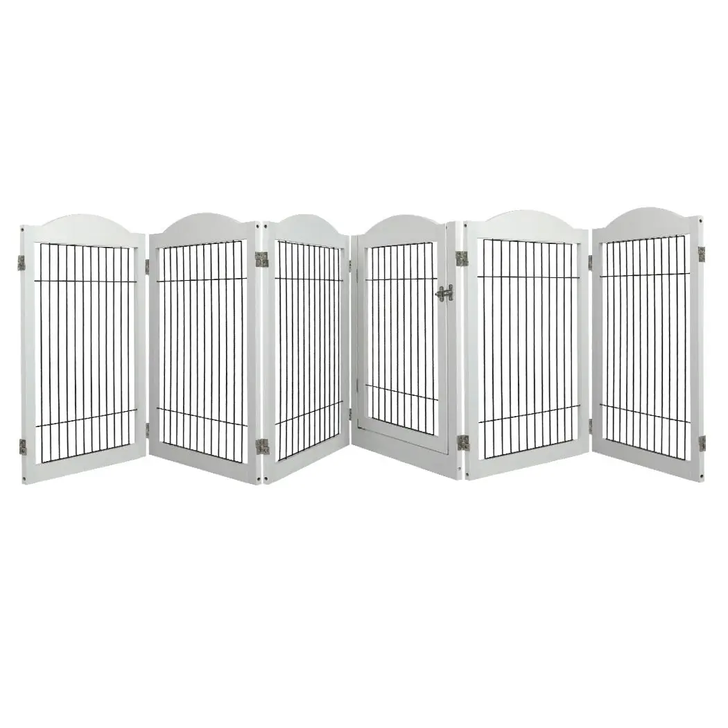 Pawz 6 Panels Pet Dog Playpen Puppy Exercise Cage Enclosure Fence Indoor White