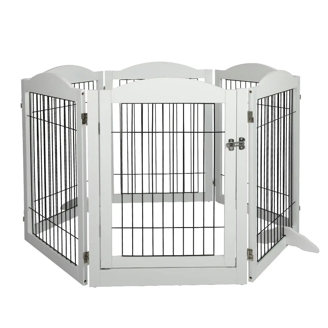 Pawz 6 Panels Pet Dog Playpen Puppy Exercise Cage Enclosure Fence Indoor White