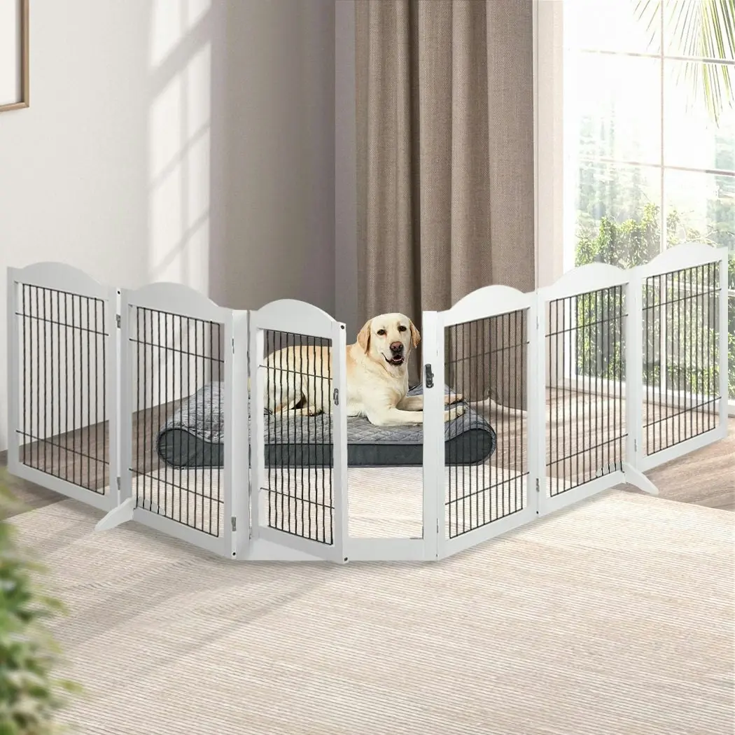 Pawz 6 Panels Pet Dog Playpen Puppy Exercise Cage Enclosure Fence Indoor White