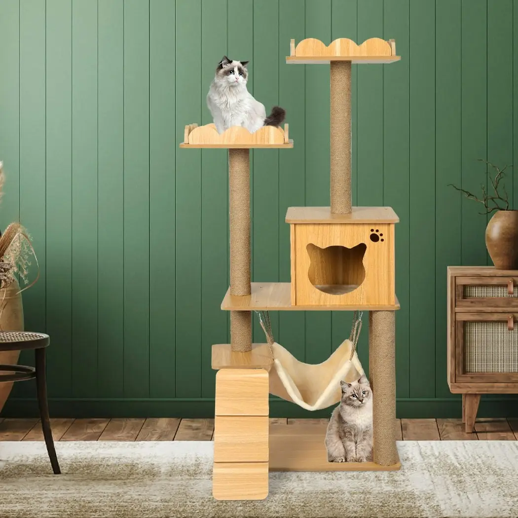 Pawz Cat Tree Scratching Post Scratcher Cats Tower Wood Condo Toys House 132cm