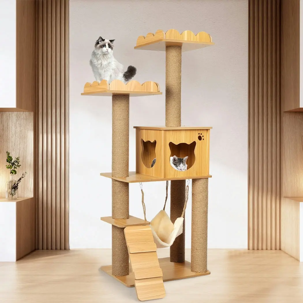 Pawz Cat Tree Scratching Post Scratcher Cats Tower Wood Condo Toys House 132cm