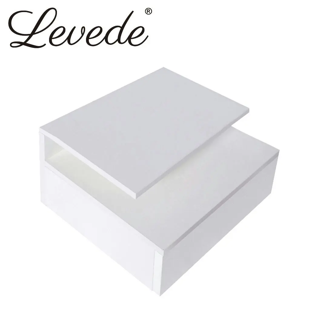 Levede 2x Bedside Tables Side Table LED Wall Mounted Cabinet Floating Nightstand