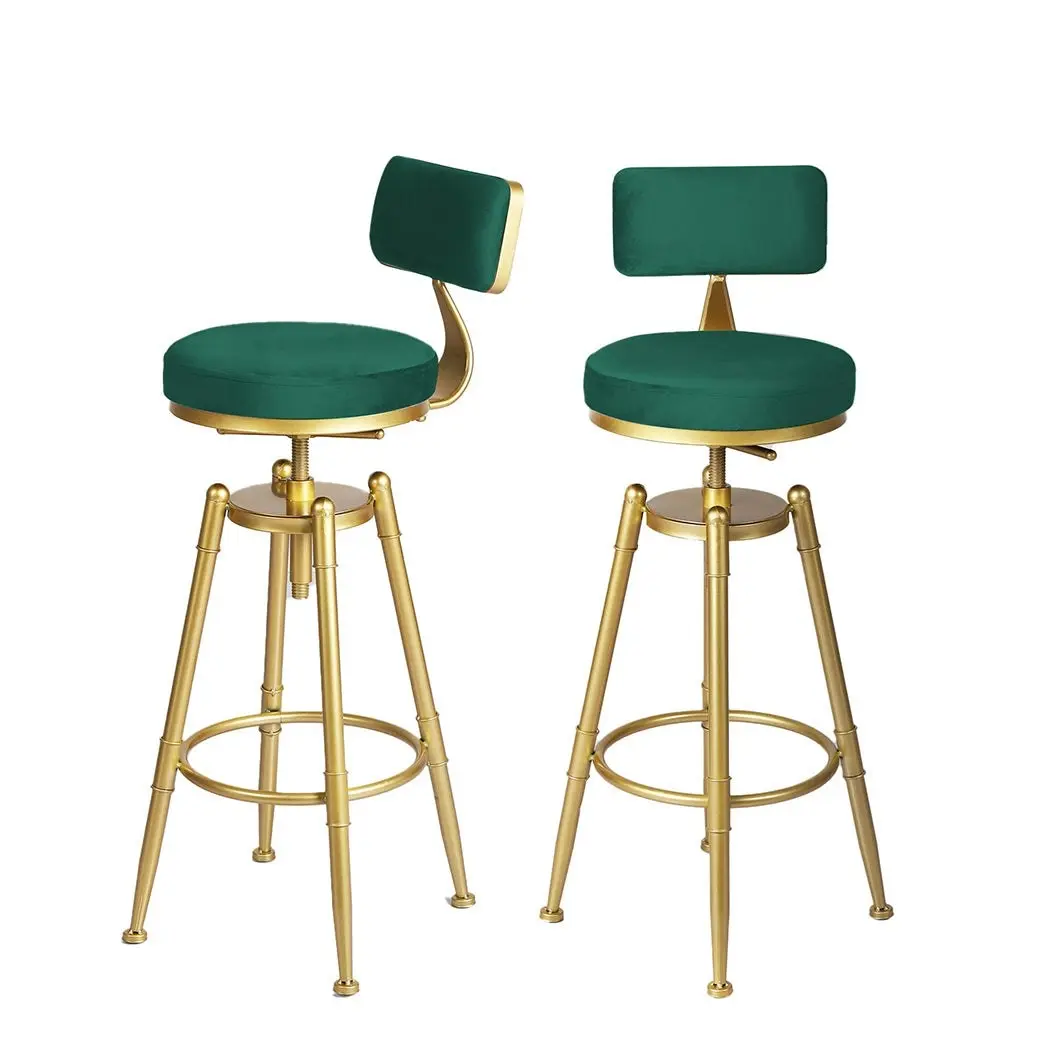 Levede 1x Bar Stools Velvet Kitchen Stool Chair Swivel Barstools Padded Seat