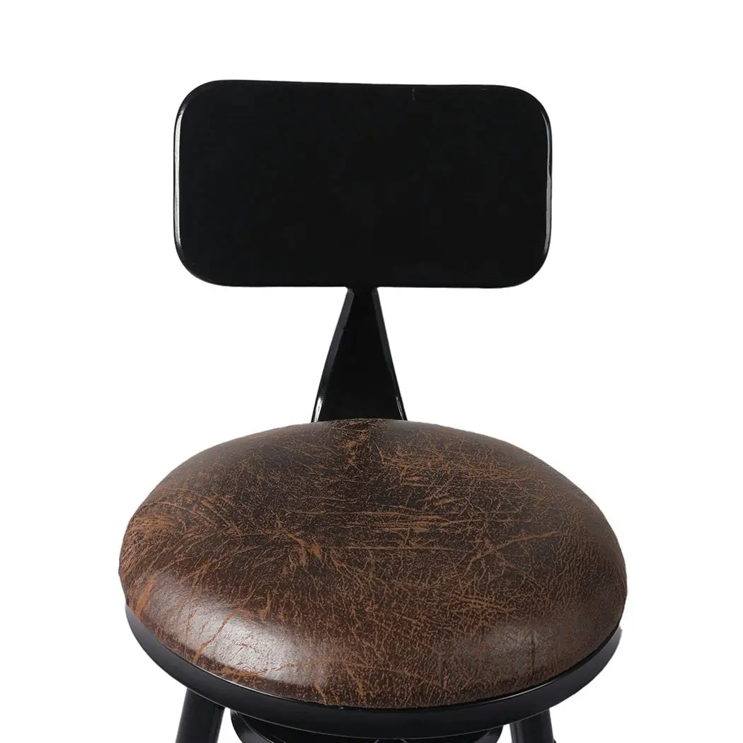 Levede 1x Industrial Bar Stools Kitchen Stool PU Leather Barstools Swivel Chair