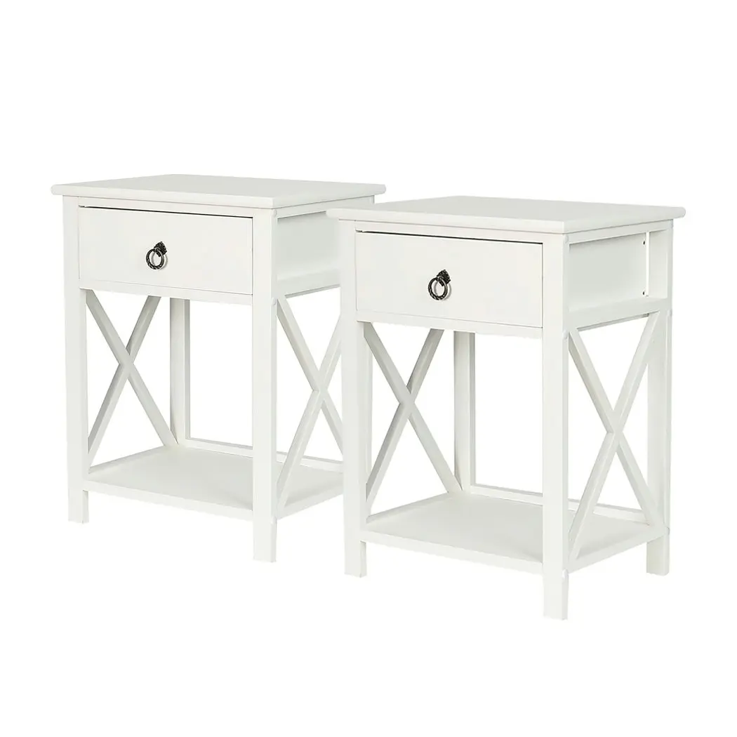 Levede 2x Bedside Tables Drawers Side Table Storage Cabinet Nightstand Bedroom