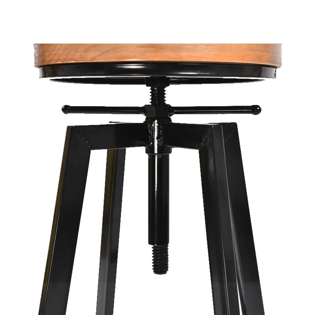 Levede 2x Bar Stools Industrial Kitchen Stool Wooden Barstools Swivel Chairs